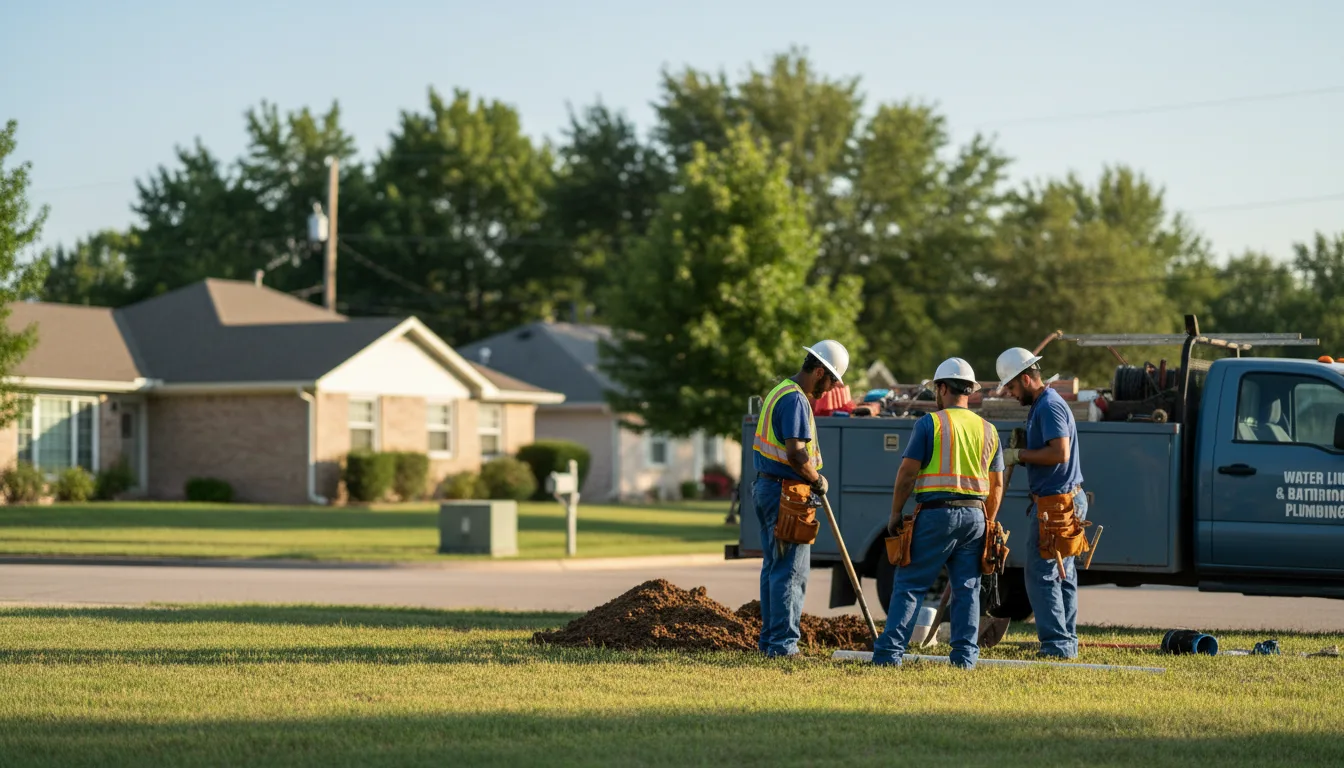Residential water line and bathroom plumbing service in Calera, OK